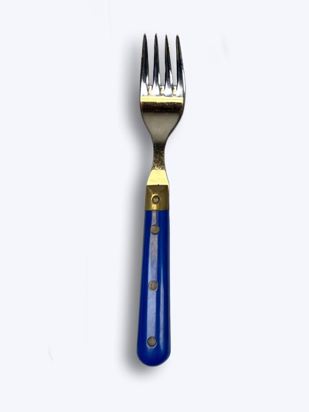 Vtg Pradel Inox France Blue Brass Rivet Bistro Replacement Salad Dessert Fork
